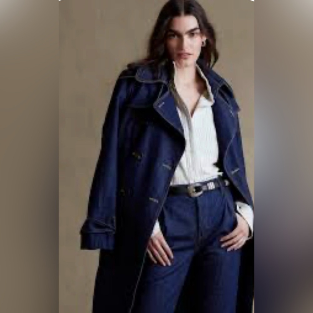 Banana Republic Uma Denim Trench Coat M - Picture 2 of 12